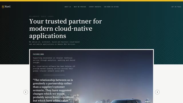 Screenshot of Si Novi: Your trusted AWS partner for modern cloud-native development