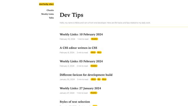 Screenshot of Dev Tips