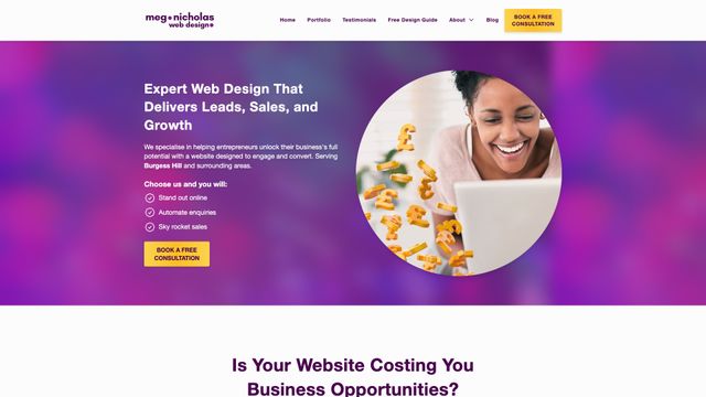 Screenshot of Web Design In Burgess Hill - Meg Nicholas Web Design