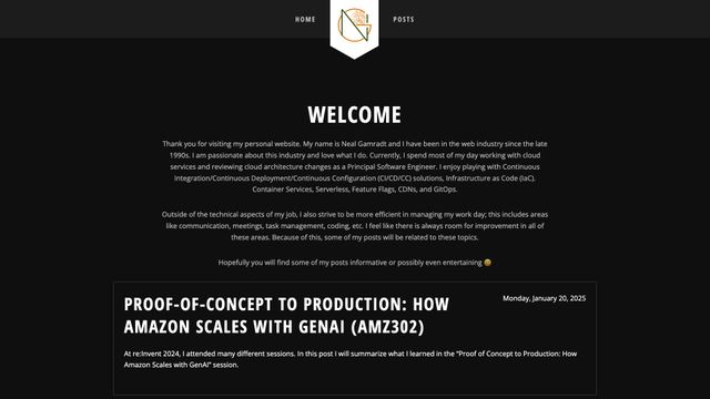 Screenshot of Welcome | Neal Gamradt's Personal Blog