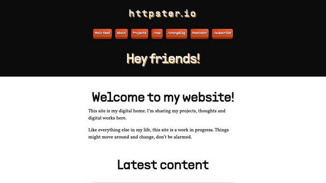 Screenshot of Hey friends! — httpster.io