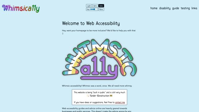 Screenshot of Whimsica11y | Home
