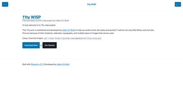 Screenshot of 11ty WISP