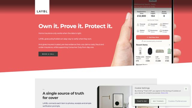 Screenshot of LAYBL | Digital Inventory for Insurance & Verified Ownership