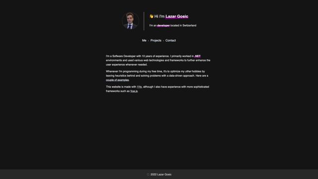 Screenshot of About me