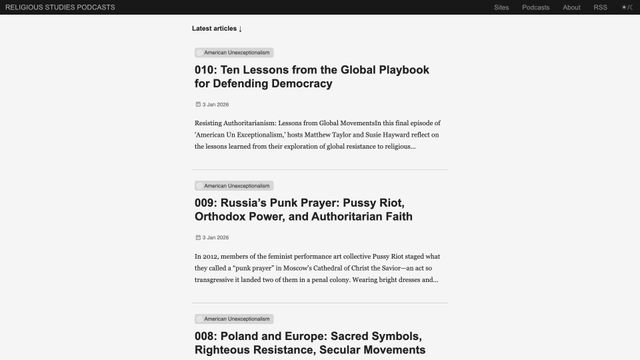 Screenshot of Religious Studies Podcasts