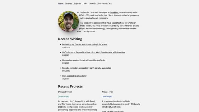 Screenshot of Dustin Whisman - Web Developer