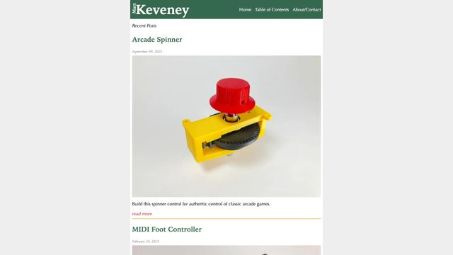 Screenshot of Keveney.com, Recent Posts