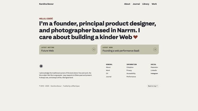 Screenshot of Karolina Szczur — Founder & Designer
