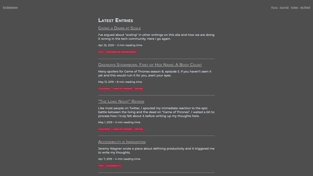 Screenshot of Recent Entries