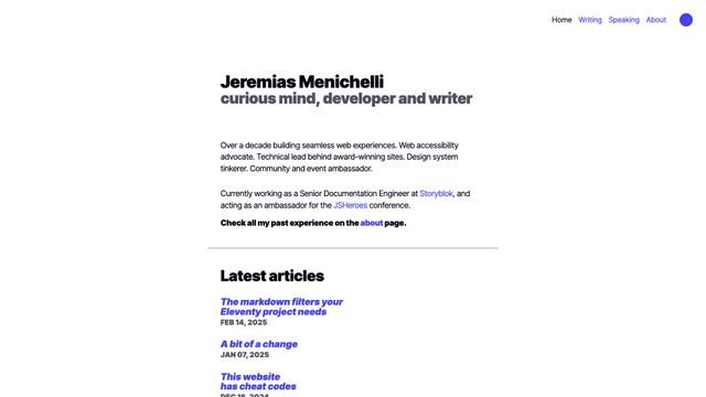 Screenshot of Jeremias Menichelli — jeremias.codes