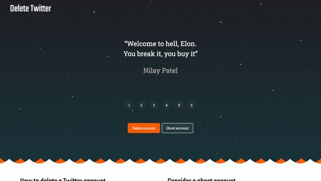 Screenshot of Delete Twitter