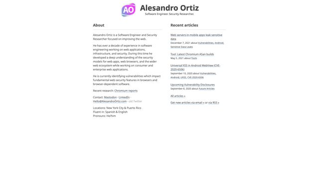 Screenshot of Alesandro Ortiz