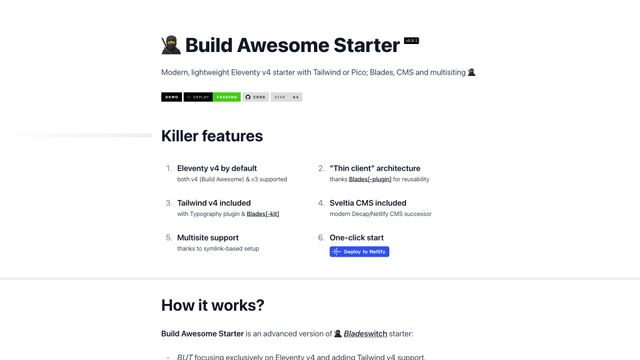 Screenshot of Build Awesome Starter starter