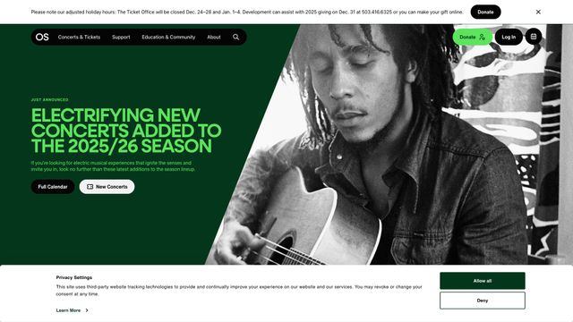 Screenshot of Oregon Symphony