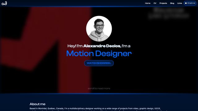 Screenshot of Alexandre Declos - Motion & Graphic Designer based in Montreal