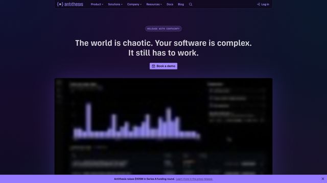 Screenshot of Antithesis: autonomous software testing