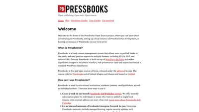 Screenshot of Pressbooks