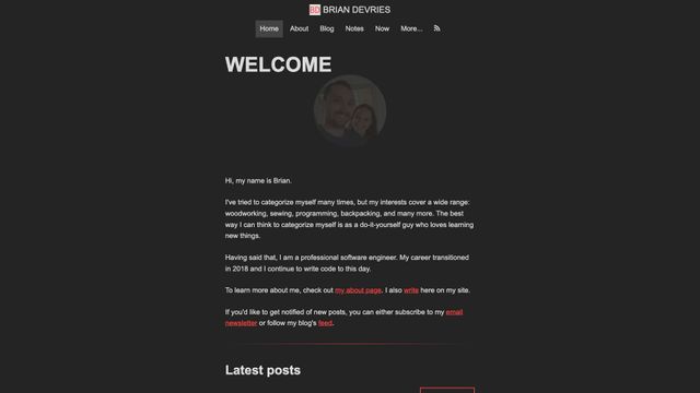 Screenshot of Welcome | Brian DeVries