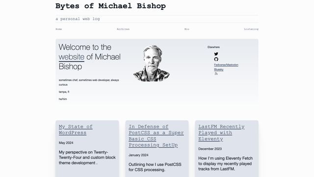 Screenshot of Bytes of Michael Bishop