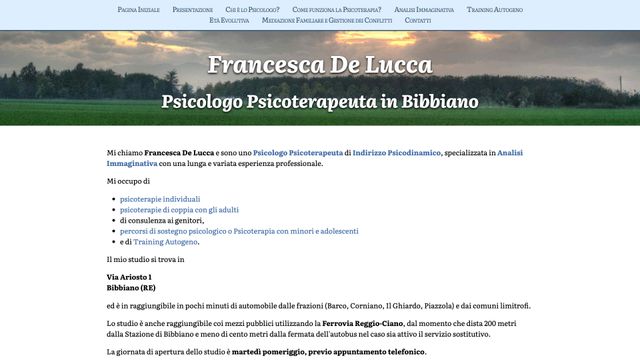 Screenshot of Francesca de Lucca, Psicologo e Psicoterapeuta a Bibbiano (RE)