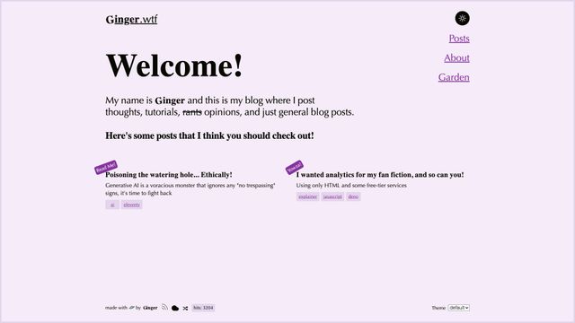 Screenshot of Ginger in blog format - Ginger.wtf