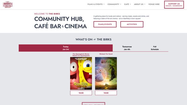 Screenshot of The Birks Cinema, Café Bar & Community Hub | Aberfeldy
