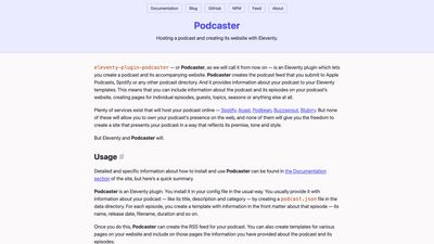 Screenshot of eleventy-plugin-podcaster