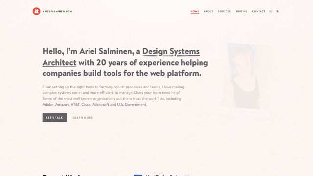 Screenshot of Ariel Salminen | Design Systems Architect from Helsinki, Finland