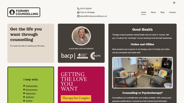 Screenshot of Formby Counselling | Psychotherapy | Southport and Liverpool