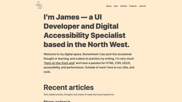 Screenshot of James Bateson - UI Developer and Digital Accessibility Specialist