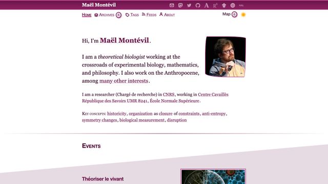 Screenshot of Maël Montévil