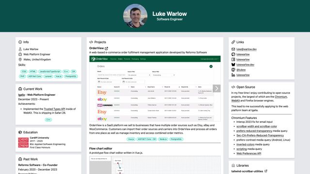 Screenshot of Luke Warlow's Portfolio