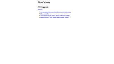 Screenshot of Šime’s blog