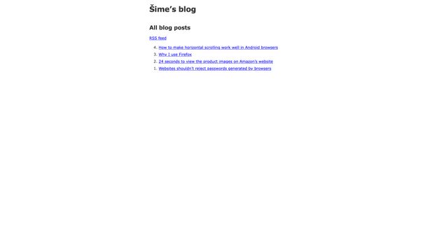Screenshot of Šime’s blog