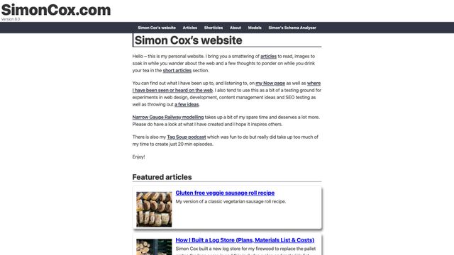 Screenshot of Simon Cox – Technical SEO consultant and web explorer | Simon Cox