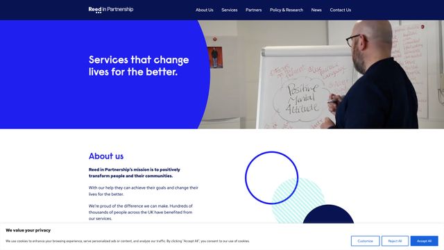 Screenshot of Reed in Partnership