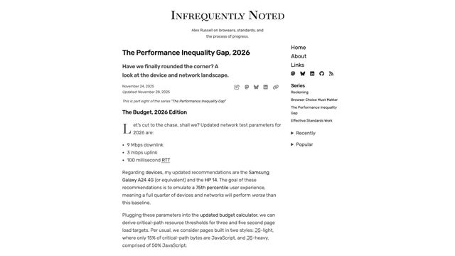 Screenshot of Infrequently Noted