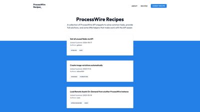 Screenshot of ProcessWire Recipes