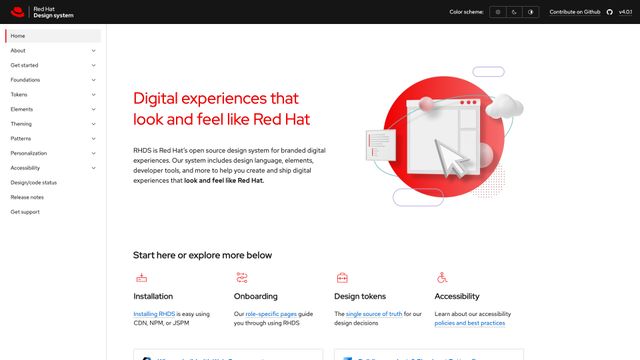 Screenshot of Home | Red Hat design system