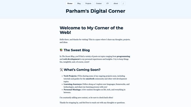 Screenshot of Parham's Digital Corner