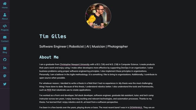 Screenshot of Tim Giles - Front End Developer