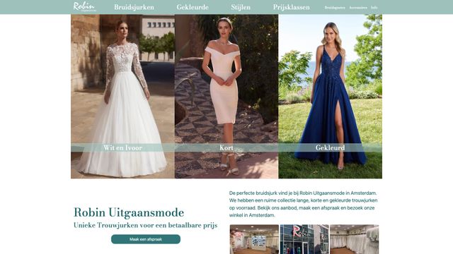 Screenshot of Bruidsjurken * Wit * Kort * Gekleurd * Robin Uitgaansmode