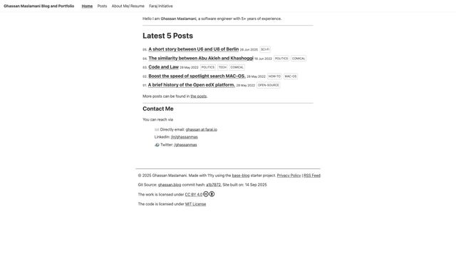 Screenshot of Ghassan Maslamani Blog and Portfolio