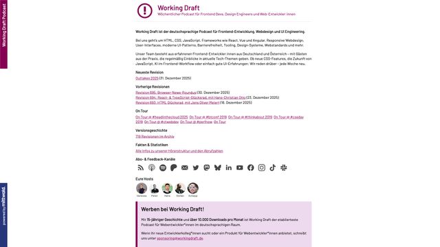 Screenshot of Der Working Draft Podcast