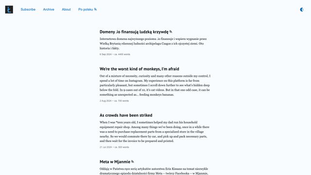 Screenshot of Łukasz Wójcik, Blog