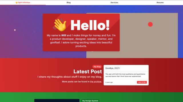 Screenshot of Split Infinities • Home