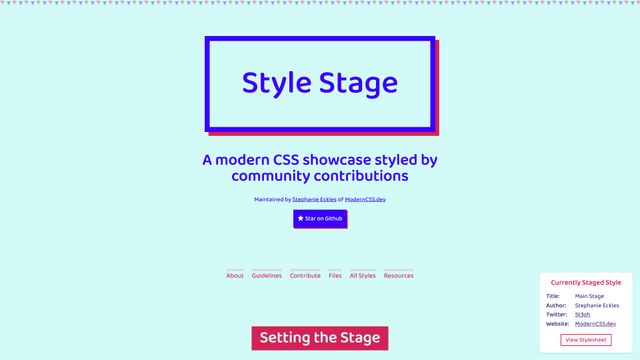Screenshot of Style Stage from Modern CSS Solutions