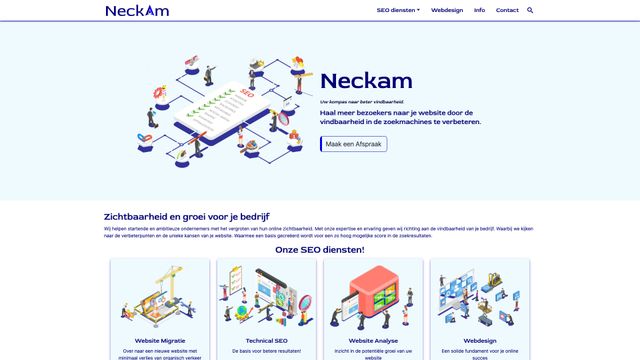 Screenshot of Neckam * SEO diensten voor een hogere positie in de zoekmachine