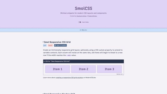 Screenshot of SmolCSS
